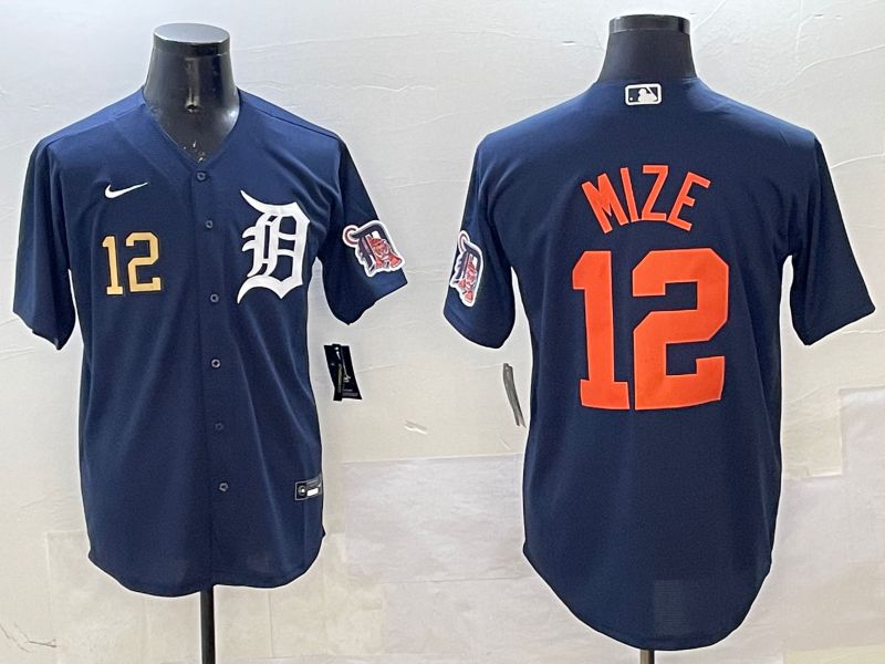 Men Detroit Tigers #12 Mize Drak Blue Game 2025 Nike MLB Jersey style 3171->detroit tigers->MLB Jersey